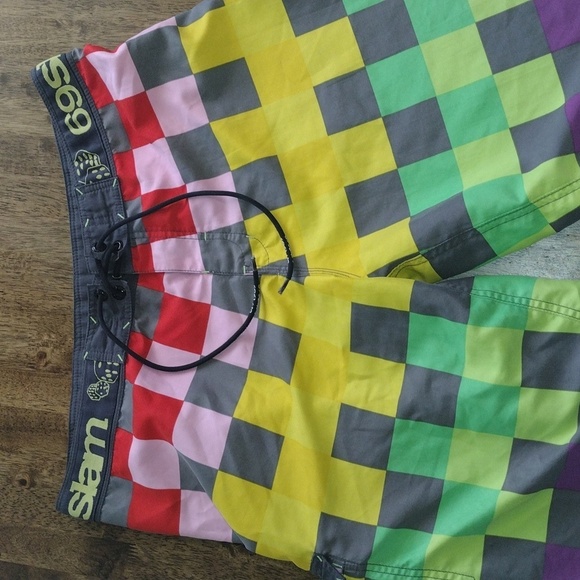69 Slam Boardshorts Mens Size 34 Swim Trunks Shorts Vintage Y2K - Picture 2 of 5